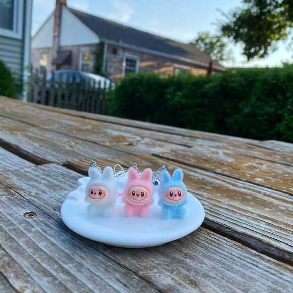 8 PCs Very Mini Handmade Fuzzy Labubu Pendant Keychain/Phone Charm-1.1" Bunny - Picture 7 of 16